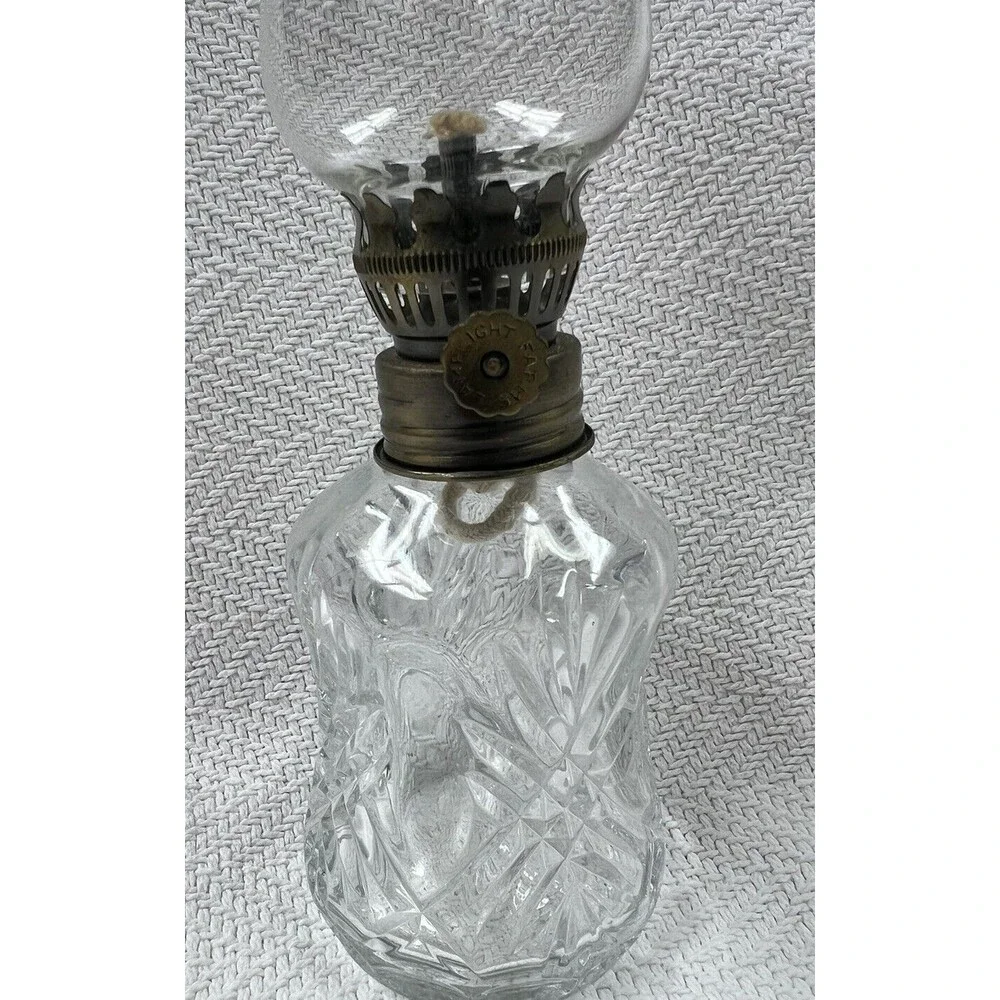 Lamplight Farms Oil Lamp Vintage Made in Austria Unused Clear Glass 8.5”
